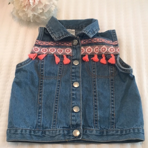 Little Lass Girls Denim Vest With Tassels Size 3T - Picture 1 of 6